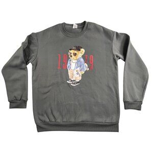 Y2K Trends Sweatshirt Men Large Crewneck Skateboard Streetwear Big Bear Pullover